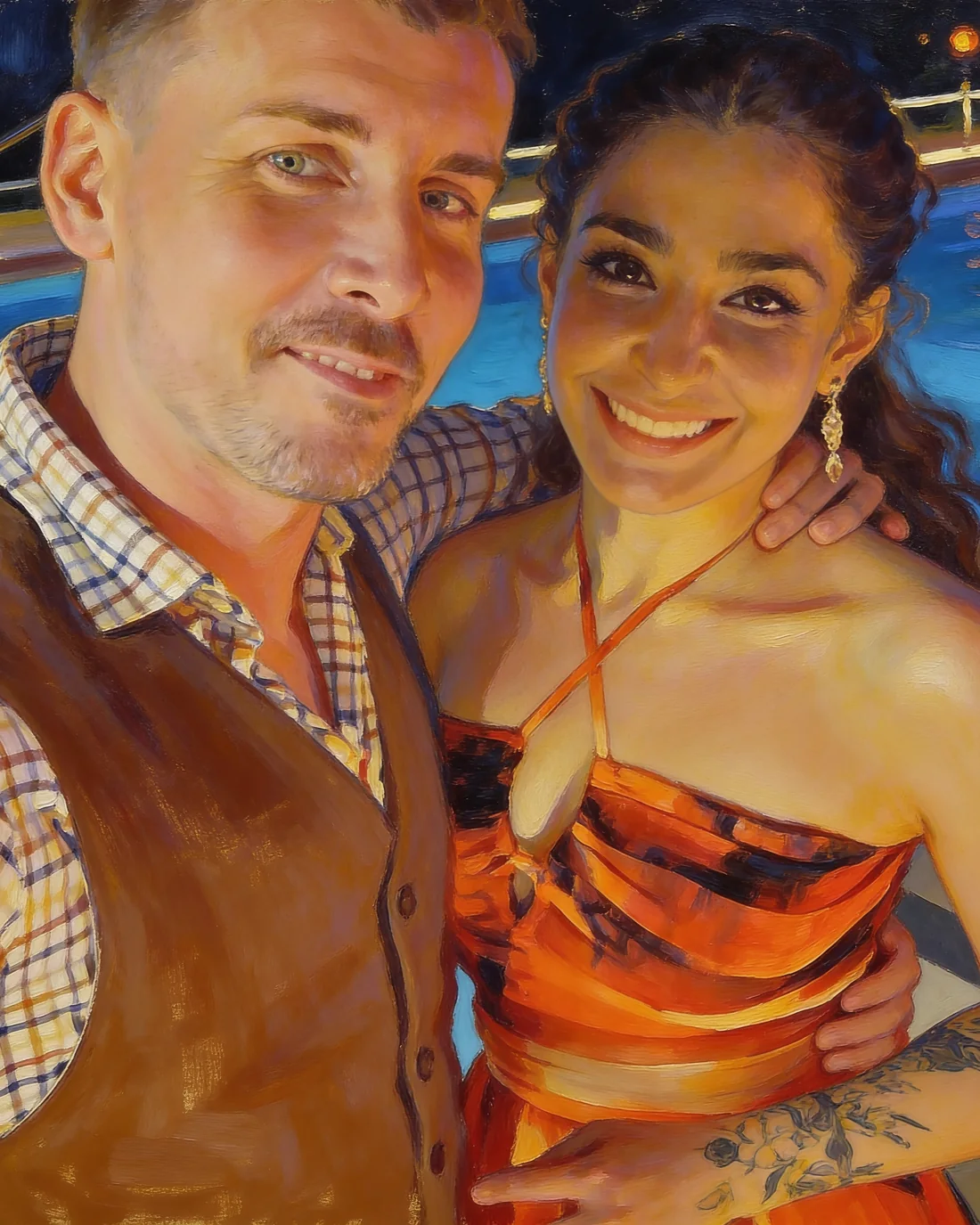 Painted portrait of Pavel and Rosh, founders of Tipsy Bee